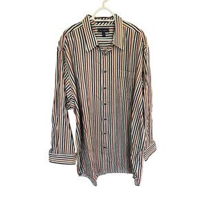 Paul Fredrick Mens Dress Shirt 34 35 Long Sleeve Striped Button Down
